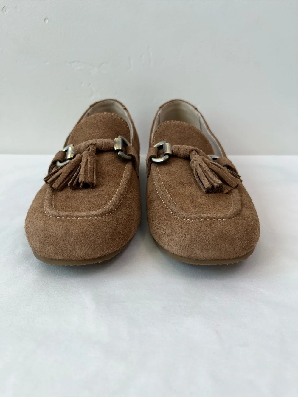 Donald Pliner Fabia Suede Tassel Bit Loafers Saddle Brown Womens Size 6.5
